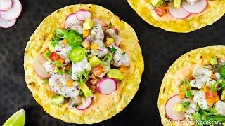 Baja Shrimp Ceviche Tostadas - No Spoon Necessary