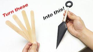 Как сделать нож Popsicle Stick KUNAI без использования электроинструментов - Реалистичный дизайн