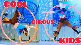 The debut of the new show is "Cool Cowboy". Aralova Kira (9 years old) - acrobat on the Cyr Wheel.