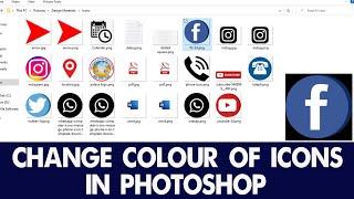 How to Change COLOURS of Social Media Icons (Any Icon) in Photoshop - All Versions