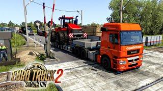 ХОТЕЛ ПРОСКОЧИТЬ ПЕРЕЕЗД НА КРАСНЫЙ! ВЕЗУ НОВЫЙ ТРАКТОР В КОЛХОЗ! EURO TRUCK SIMULATOR 2