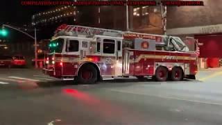 COMPILATION OF "FDNY LADDER TRUCKS ONLY" RESPONDING TO CALLS THROUGH THE STREETS OF NEW YORK.  01