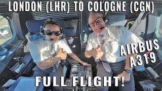 LONDON  (LHR) TO COLOGNE  (CGN)! FULL FLIGHT IN THE AIRBUS COCKPIT! | 6 cameras! | 4k quality