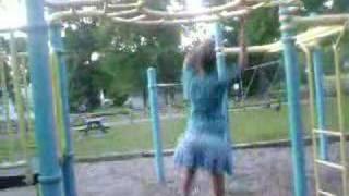 Heather on the monkey bars.