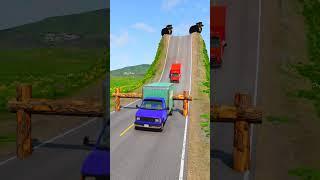 Trucks & Bus vs Log Trap - BeamNG.Drive #beamngdrive #beamdrive #truck #shorts