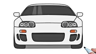 How to draw a TOYOTA SUPRA A80 step by step | Toyota Supra A80 1993 front view