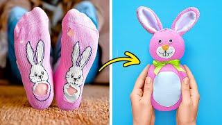 MAKE A CUTE BUNNY FROM OLD SOCKS  TURN WASTE INTO TREASURE