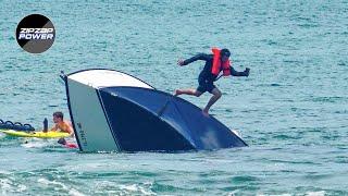 Boat SINKS at Haulover! 2 People in the water!