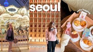seoul vlog  cafe hopping, lotte world, knitting cafe, samoyed cafe, gwangjang market, seongsu 
