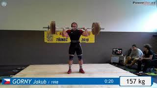 GORNY Jakub (1998), 2. pokus v nadhozu 157 kg (národní rekord v kategorii Muži -102kg)