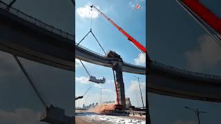 Earthquake destroys bridge construction-Real AI Simulation