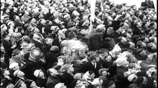 Nikita Khrushchev welcomes Major Yuri Gagarin in Moscow. HD Stock Footage