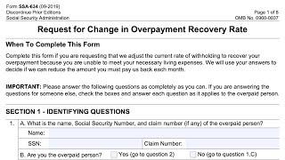 Form SSA 634 Walkthrough (Request for Change in Overpayment Recovery Rate)