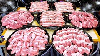 대통령상 받은 솥뚜껑 삼겹살, 오겹살, 하루 천명 찾는 솥뚜껑 닭볶음탕, Amazing Grilled Pork belly on cauldron lid, Spicy chicken
