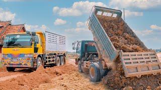 AMAZING R/C TRUCK ACTION Operator!! SWAMP Landfill Foundation Structure Build New Road Over