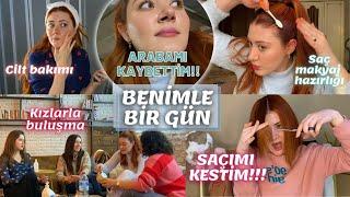 ARABAMI KAYBETTİM! Saçlarımı kestim‍  Benimle bir gün VLOG 