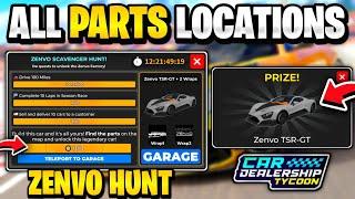 *REAL* ALL ZENVO PARTS LOCATIONS IN CAR DEALERSHIP TYCOON ZENVO SCAVENGER HUNT (ZENVO BARN FIND)