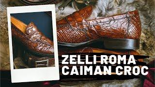 Zelli Italia Roma Caiman Crocodile Loafers Cognac