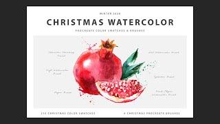 Testing Christmas Watercolor Procreate Brushes & Color Swatches by Digi Life