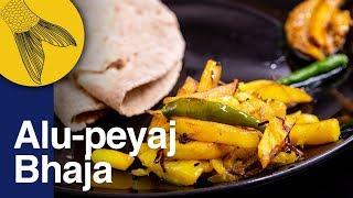 Aloo-Peyaj Bhaja—Easy, quick Bengali sauteed/fried potato recipe—Classic Rooti-Aloo Bhaja