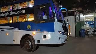 Two Sleeper Buses Departuring From Parking Yard Bangalore