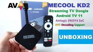 MECOOL KD2 Google Certified Android TV Stick / Dongle with S905Y4 SoC (AV1 codec) Unboxing