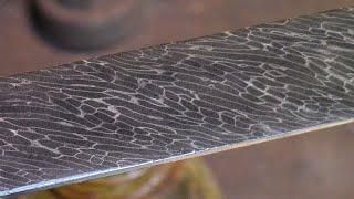 Damascus made of wire rope - blank for knife and forge welding