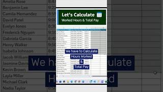 Calculate Hours and Hourly Pay in Excel #shorts #excel