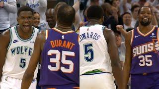 Anthony Edwards trash talks Kevin Durant after hitting 3 over him and KD was loving it