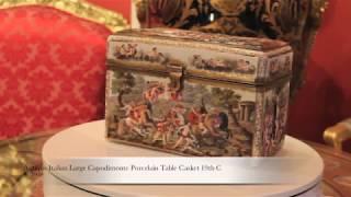 Antique Italian Large Capodimonte Porcelain Table Casket 19th C