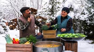 Cozy Winter Cooking | Making Meat Chorba and Dolma