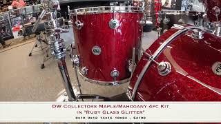 DW Collectors Maple Mahogany 4pc Drum Kit in Ruby Glass Glitter