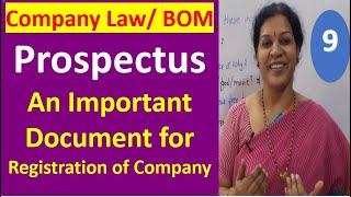 9. Company Law/ BOM - "Prospectus " - An Important Document For Registration of Company