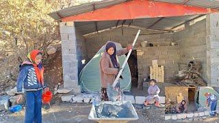 Nomadic Woman Artisan Skills: Making the front entrance of a cave by a mother and her daughters