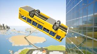 Lego Bus Falls Off Building #17 | Brick Rigs