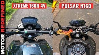 2024 Hero Xtreme 160R 4V Dual ABS Vs Bajaj Pulsar N160 USD Model Ride Comparison.