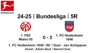 24-25 #Bundesliga｜5R｜#1.FSVMainz05 0 - 2 #1.FCHeidenheim1846｜#JanSchöppner #Goal #Tor #Fußball