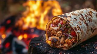  Chicken Cheese Burrito | Ultimate Pan-Fried Cooking in Serbian Forest