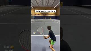  Tennis rally with my sister, Max 9y old and Olivia 12y old  junior players - family siblings