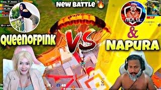 Queenofpink Vs Napura & Nick Sl || New Battle In Erangel Map || Pubgmobile || BOMTA gaming