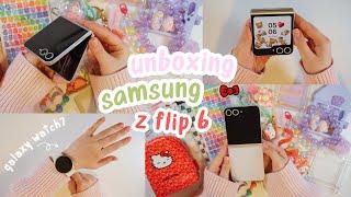 unboxing samsung z flip 6 and galaxy watch7 | cute accessories & sanrio items 