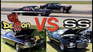 1971 Dodge Demon 340 vs 1970 Camaro SS396 - PURE STOCK DRAG RACE (Factory Stock)