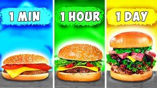 1 Minute vs. 1 Stunde vs. 1 Tag Burger von VANZAI KOCHEN