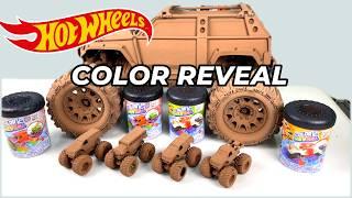 4+1 GIANT Hot Wheel Monster Truck Color Reveal Mudders: