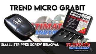 Removing a small stripped screw from a key fob using the Trend Micro Grabit