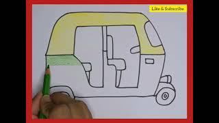 Easy Drawing : Auto Rickshaw | Auto | Vehicle Drawing | @KalakritArtStudiobyKanika