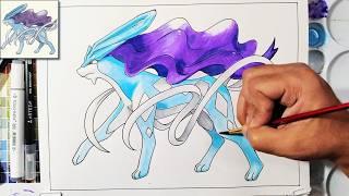 How to Draw Pokémon SUICUNE in SUGIMORI STYLE!!! Easy Step-by-Step