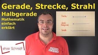 Strecke, Gerade, Halbgerade und Strahl | Mathematik - Geometrie - einfach erklärt | Lehrerschmidt