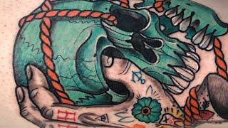 Neo Traditional Skull Tattoo Time lapse