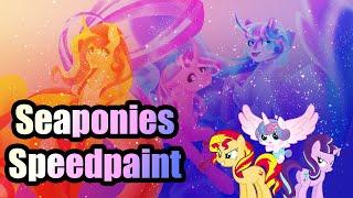 [MLP speedpaint] Seaponies Sunset Shimmer, Starlight Glimmer and Flurry Heart